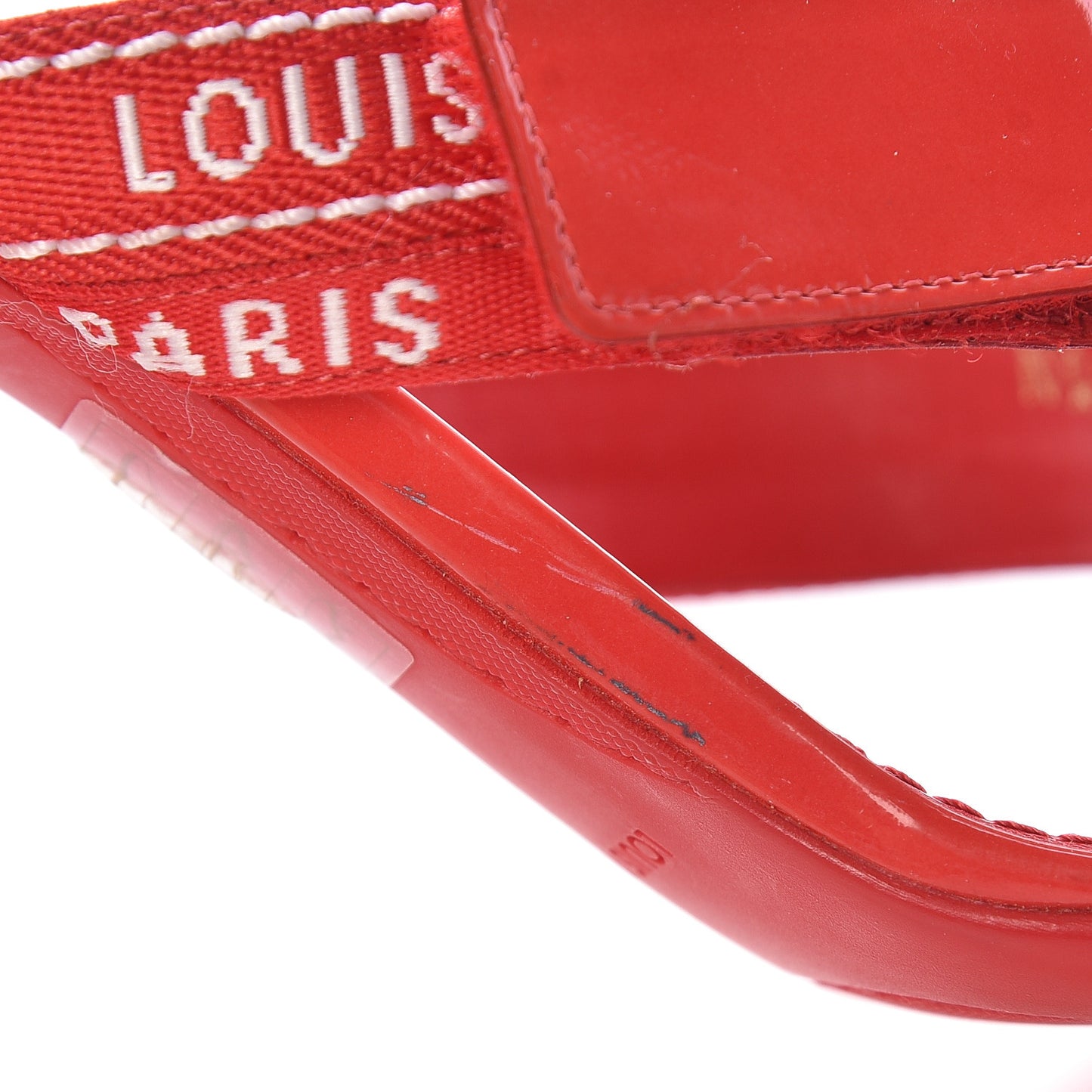 Patent Ribbon Slide Sandal 38.5 Red
