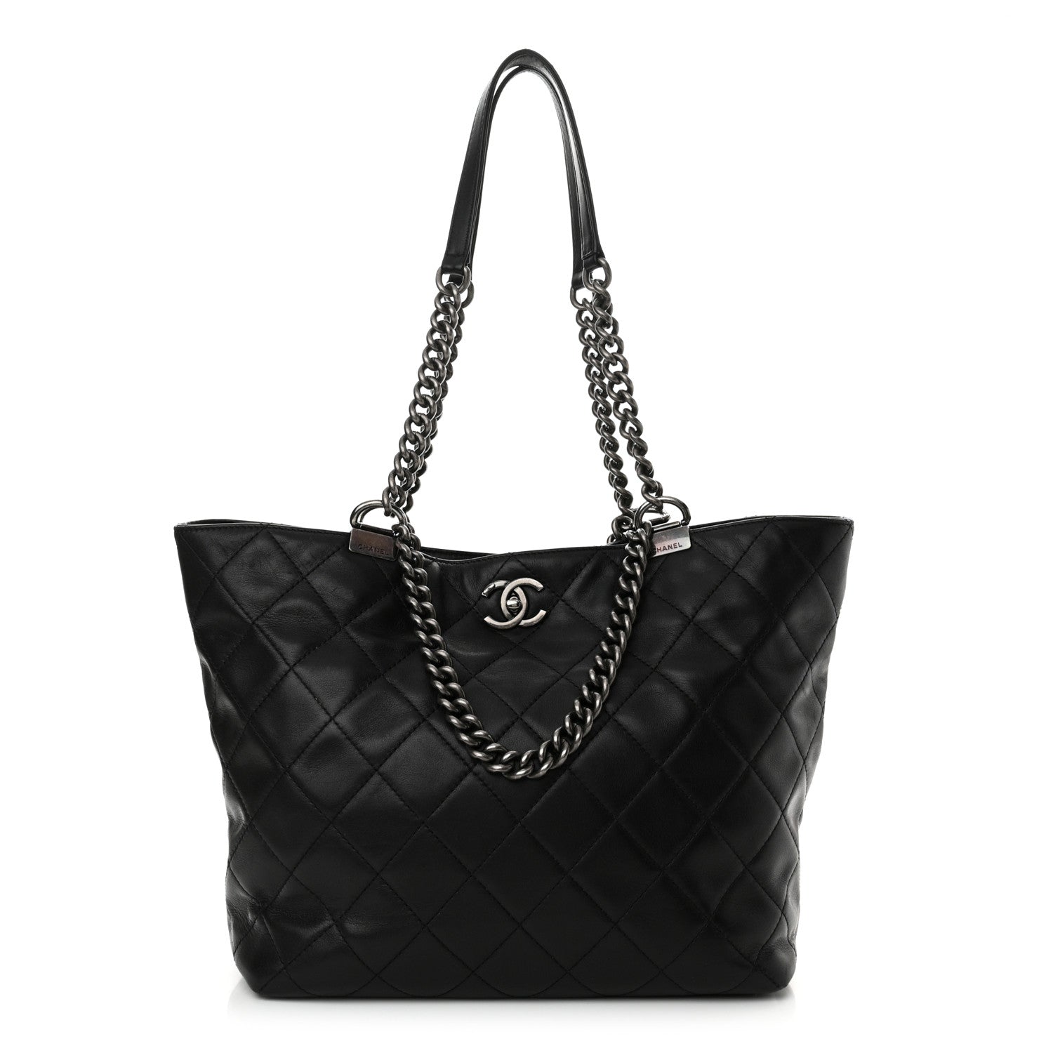 Chanel Calfskin Quilted Large Shopping In Chains Tote Black 1 of 11