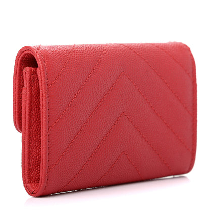 Chanel Caviar Chevron Quilted Flap Card Holder Red 3 of 8