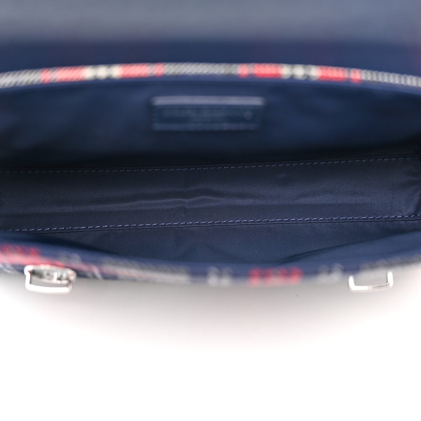 Wool Calfskin Tartan Kids Satchel Blue Red Multicolor