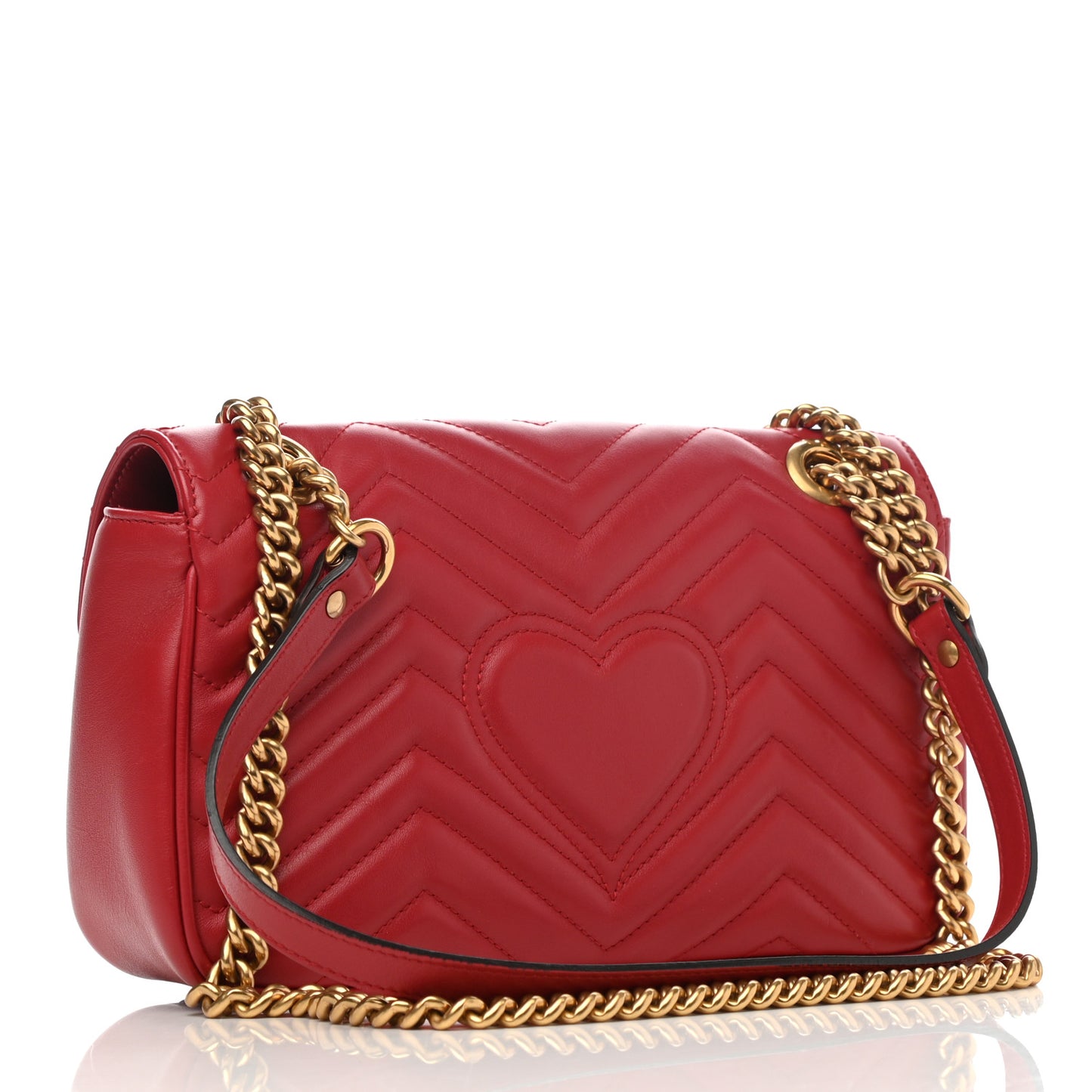 Calfskin Matelasse Small GG Marmont Shoulder Bag Hibiscus Red