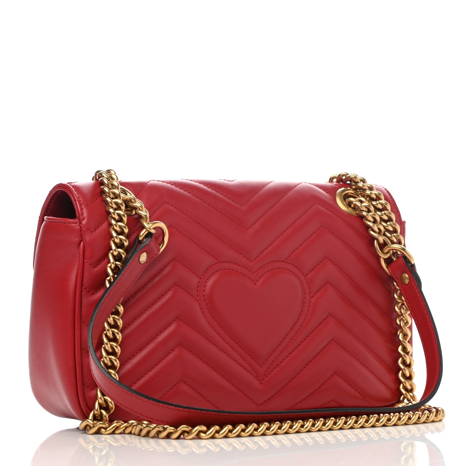 Gucci Calfskin Matelasse Small GG Marmont Shoulder Bag Hibiscus Red 3 of 10
