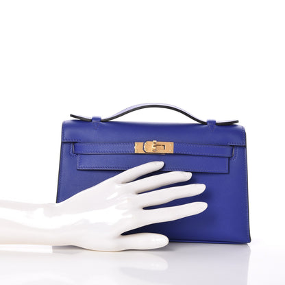 Hermes Swift Kelly Pochette Clutch Bleu Electrique 3 of 26