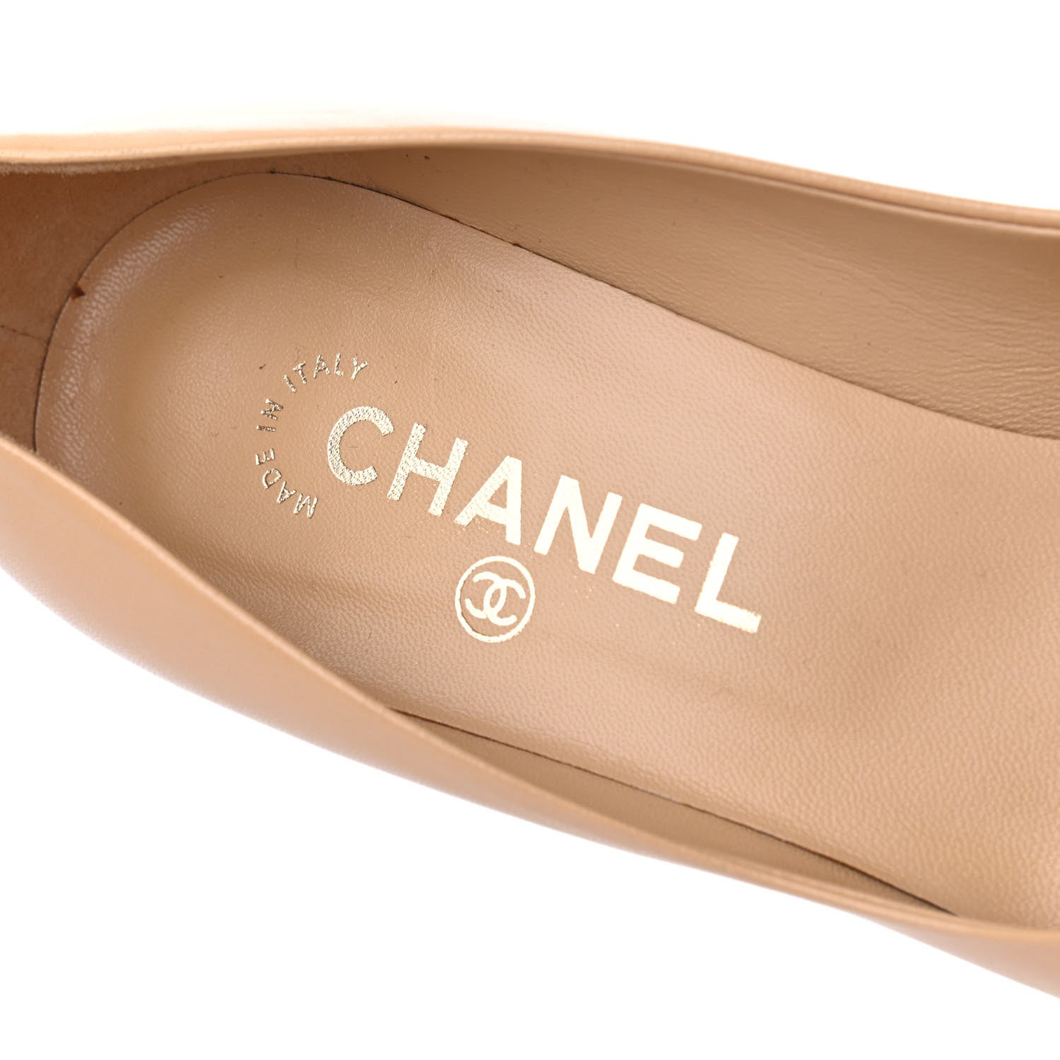 Chanel Lambskin Cap Toe CC Pumps 37 Beige Black 6 of 15
