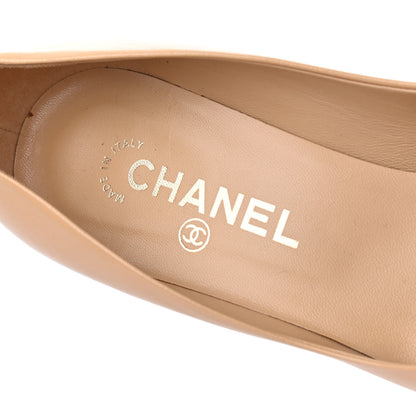 Chanel Lambskin Cap Toe CC Pumps 37 Beige Black 6 of 15