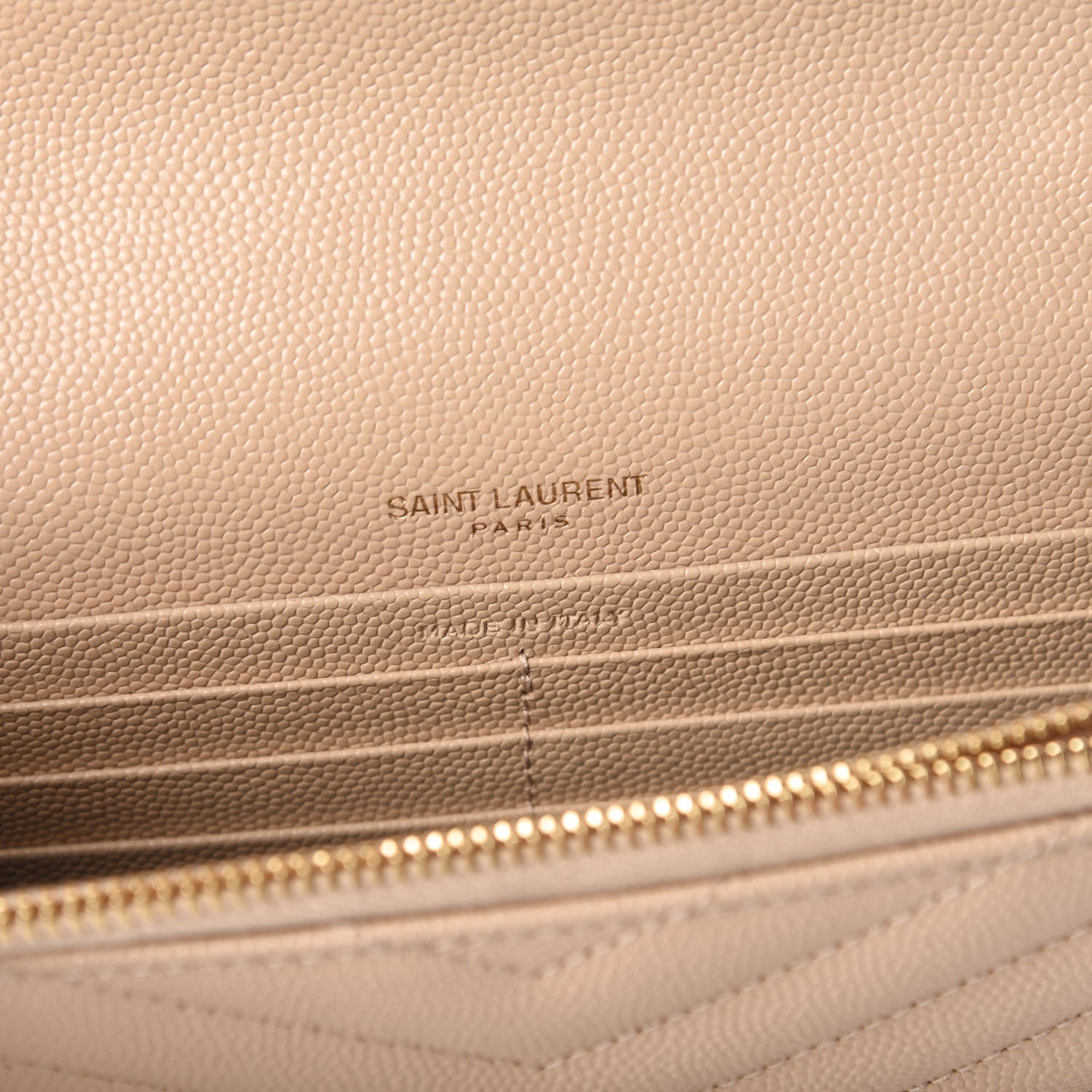 Saint Laurent Grain De Poudre Matelasse Chevron Monogram Envelope Chain Wallet Nude Powder 6 of 9