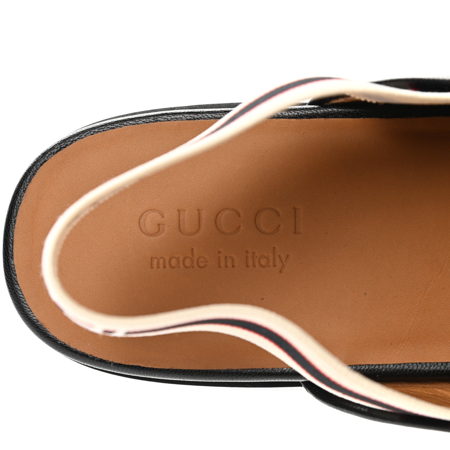 Goatskin Stripe Mens Horsebit Slingback Slippers 9 Black