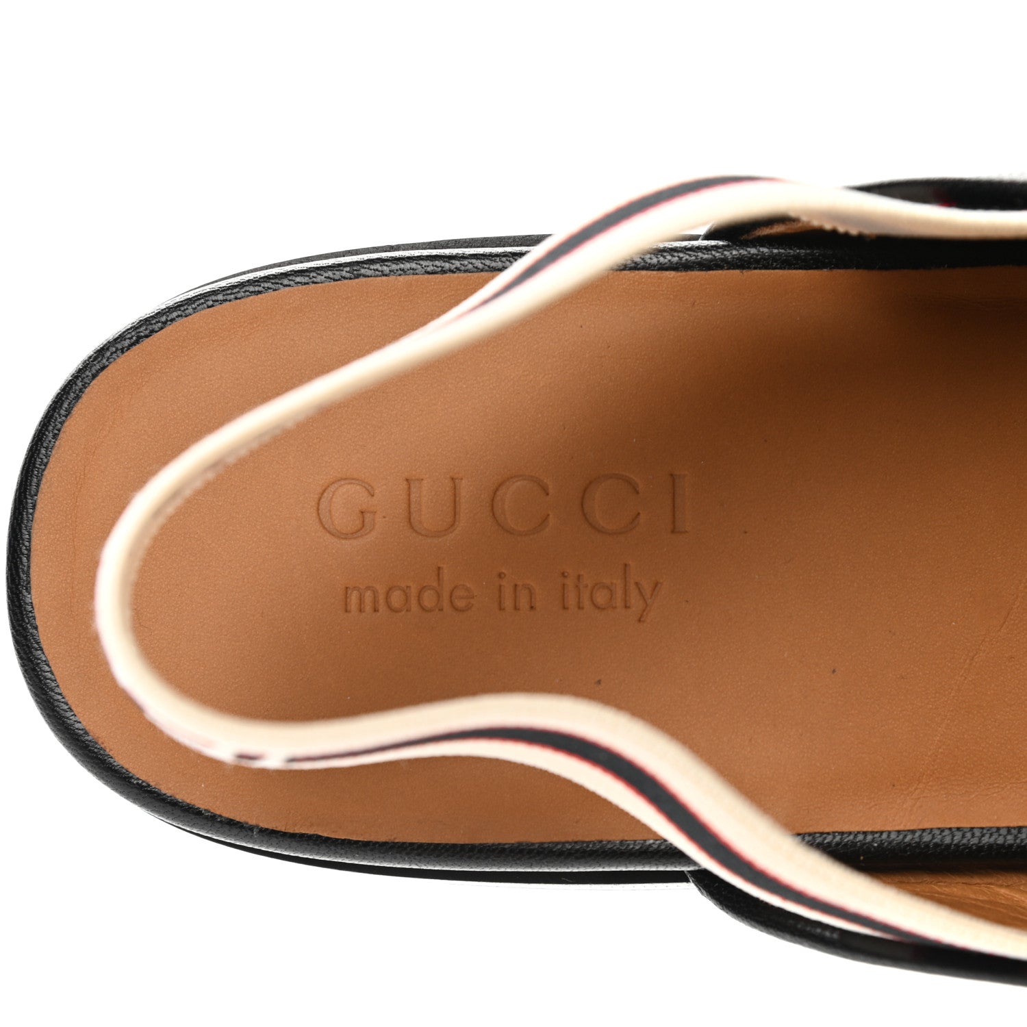 Gucci Goatskin Stripe Mens Horsebit Slingback Slippers 9 Black 6 of 9