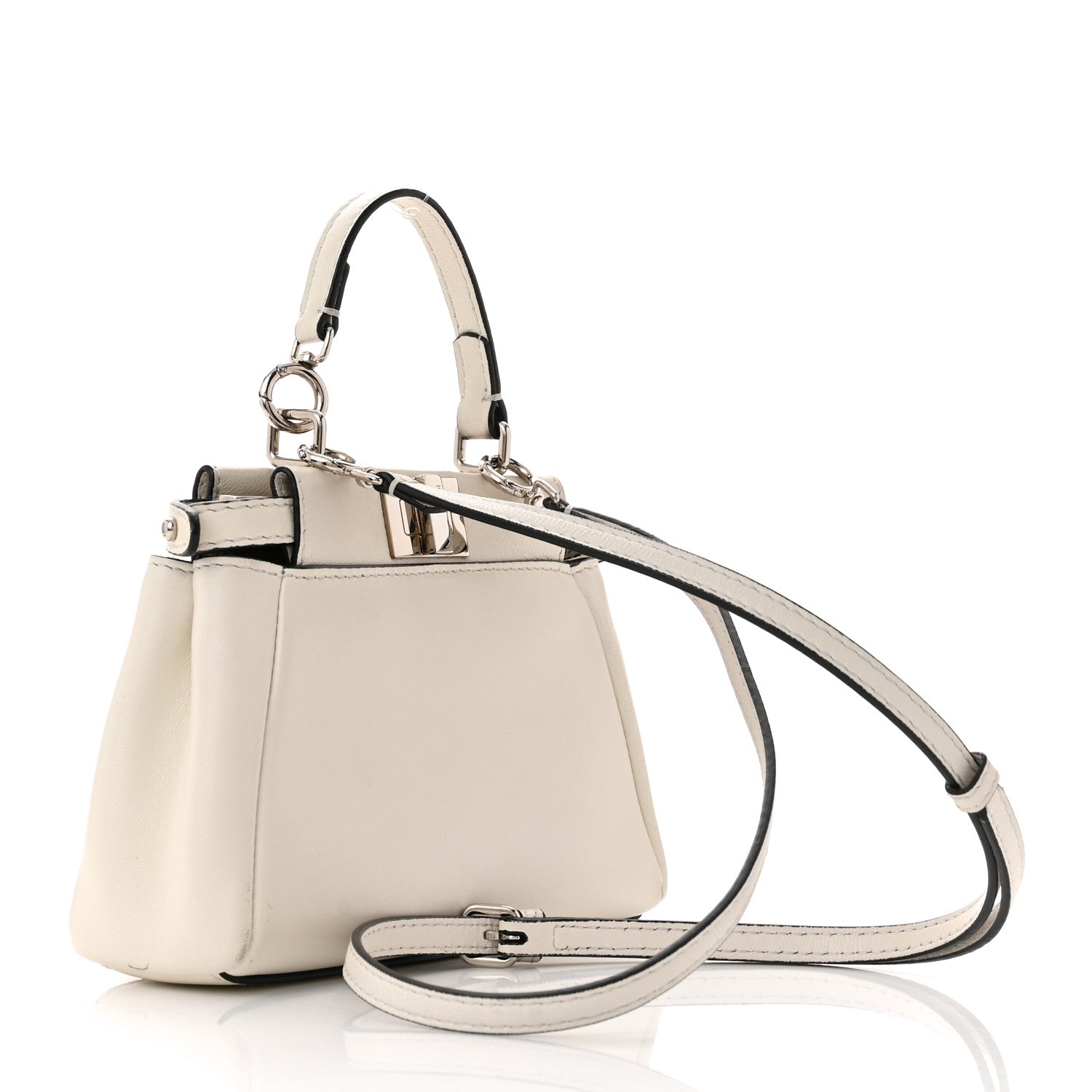 Fendi Shiny Nappa Micro Peekaboo Iconic Satchel White 1231053