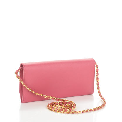 Prada Saffiano Metal Oro Chain Wallet Peonia 3 of 7