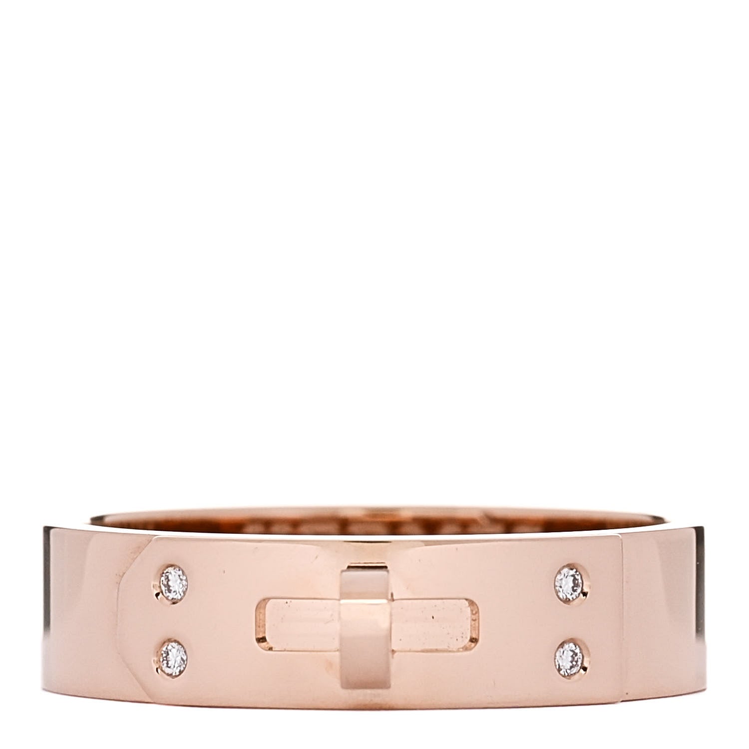 Hermes 18K Rose Gold Diamond PM Kelly Ring 55 7.25 1 of 5