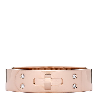Hermes 18K Rose Gold Diamond PM Kelly Ring 55 7.25 1 of 5