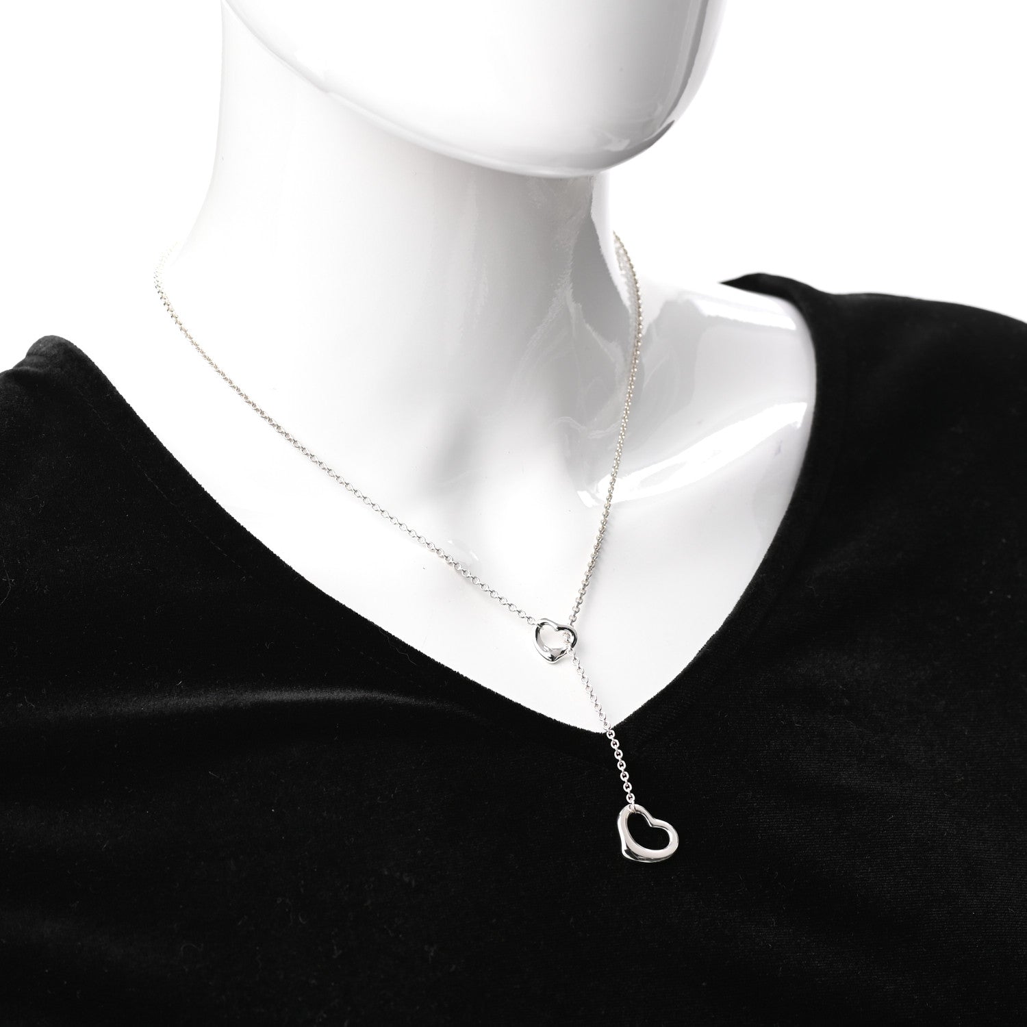 Tiffany Sterling Silver Elsa Peretti Open Heart Lariat Necklace 2 of 6