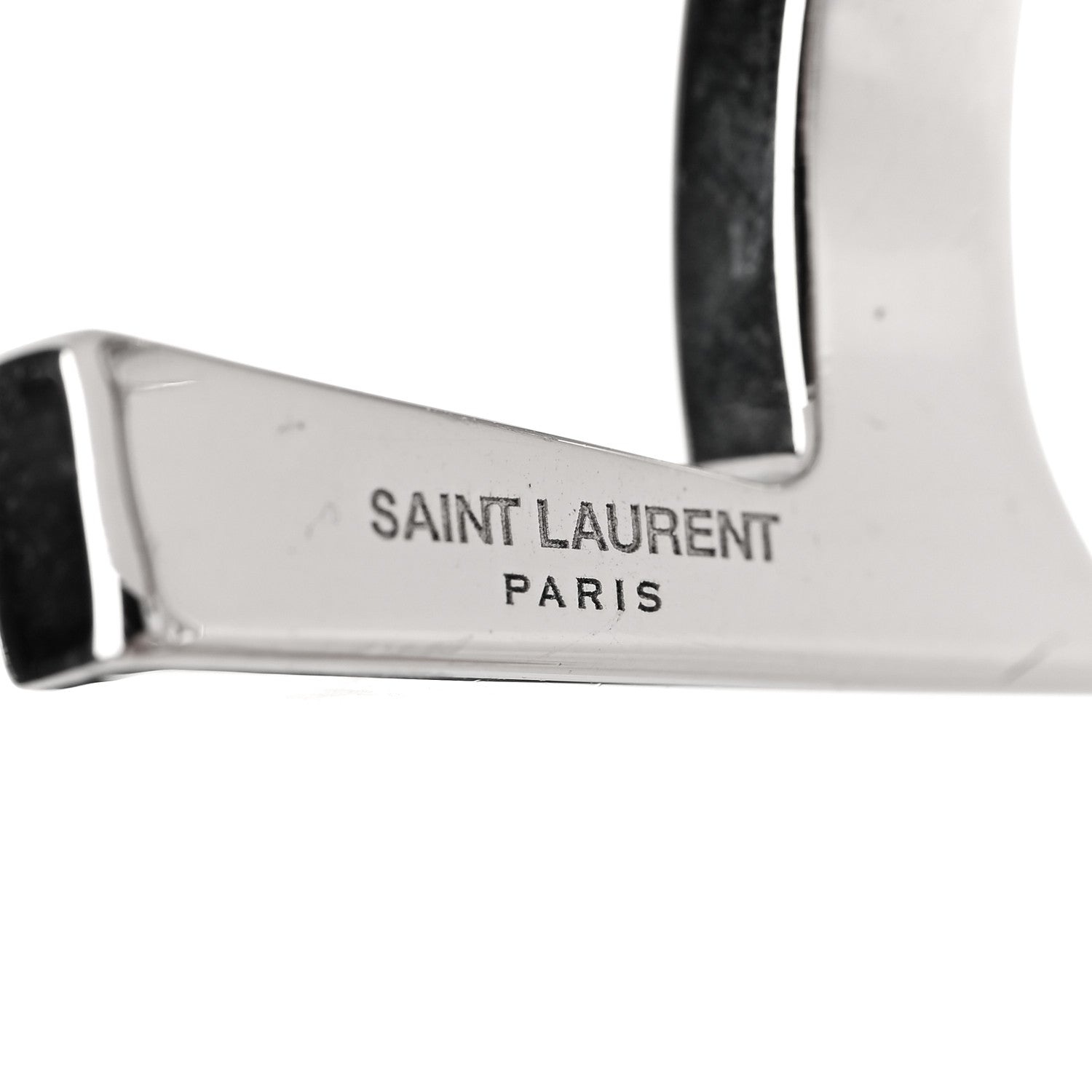 Saint Laurent Brass Monogram Cuff Bracelet Palladium 4 of 5