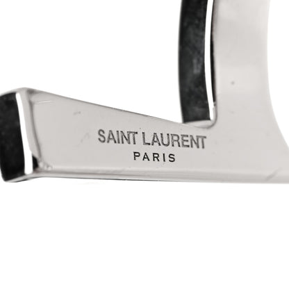Saint Laurent Brass Monogram Cuff Bracelet Palladium 4 of 5
