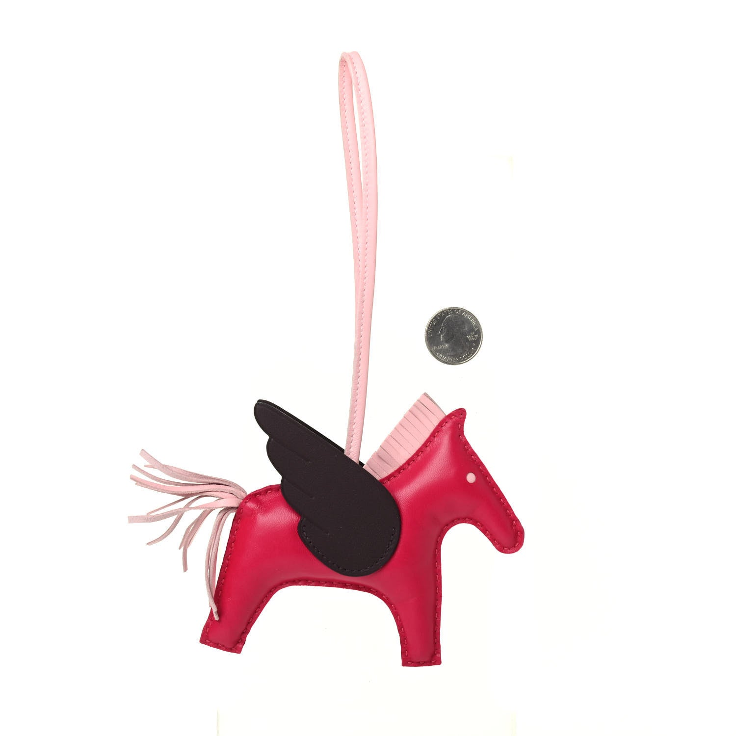 Hermes Milo Lambskin Grigri Rodeo Pegase Horse Bag Charm MM Framboise Rose Sakura Rouge Sellier 2 of 4