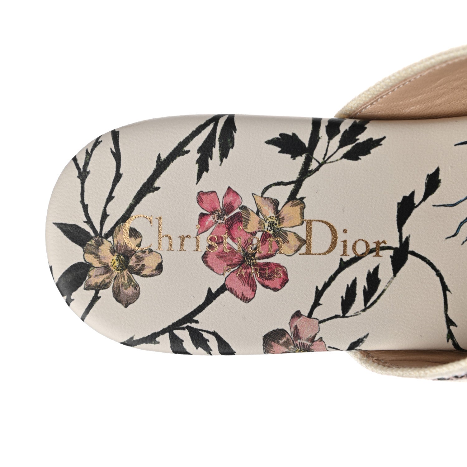 Christian Dior Canvas Rose Mutabilis Embroidered Dway Criss Cross Slide Sandals 40 Multicolor 7 of 9