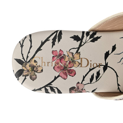 Christian Dior Canvas Rose Mutabilis Embroidered Dway Criss Cross Slide Sandals 40 Multicolor 7 of 9