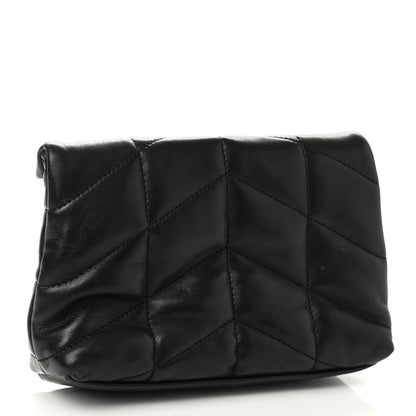 Saint Laurent Lambskin Monogram Loulou Puffer Pouch Clutch Black 3 of 7