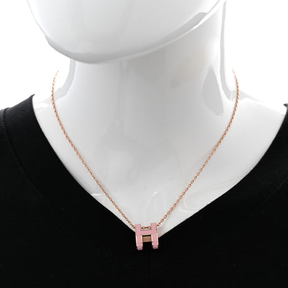 Hermes Lacquered Rose Gold Pop H Pendant Necklace Rose Dragee 2 of 8