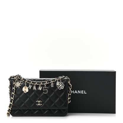 Chanel Lambskin Quilted Coco Charms Wallet On Chain Black 13 of 13