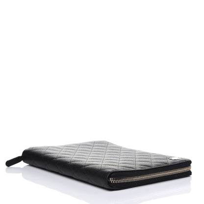 Chanel Caviar Quilted Zip Around Notebook Agenda Cover Black 4 of 12