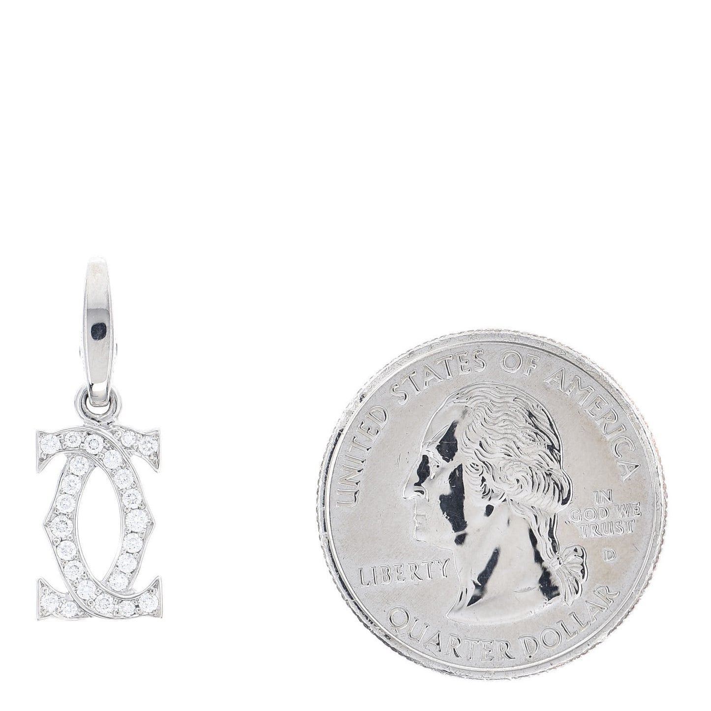 18K White Gold Diamond Logo Charm
