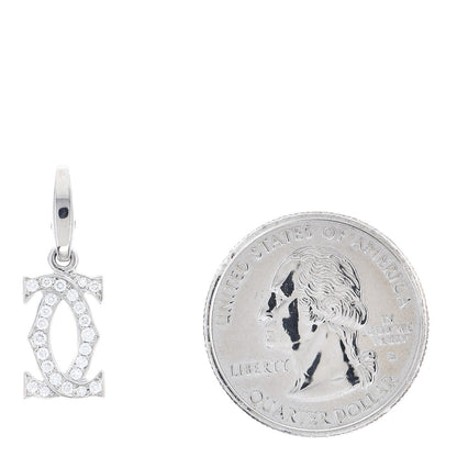 Cartier 18K White Gold Diamond Logo Charm 2 of 4