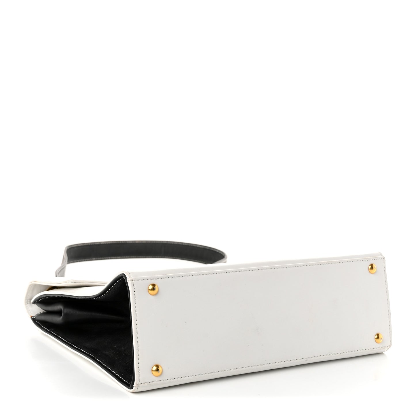 Calfskin Flap Shoulder Bag White Black