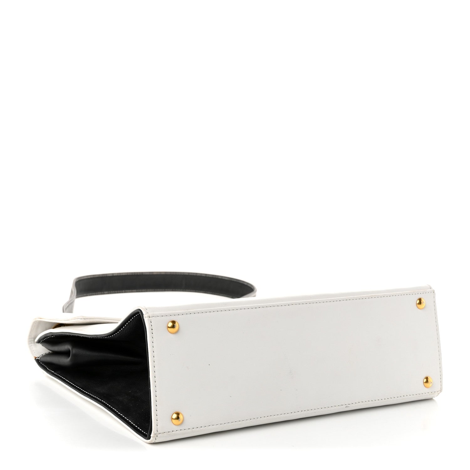 Chanel Calfskin Flap Shoulder Bag White Black 4 of 12