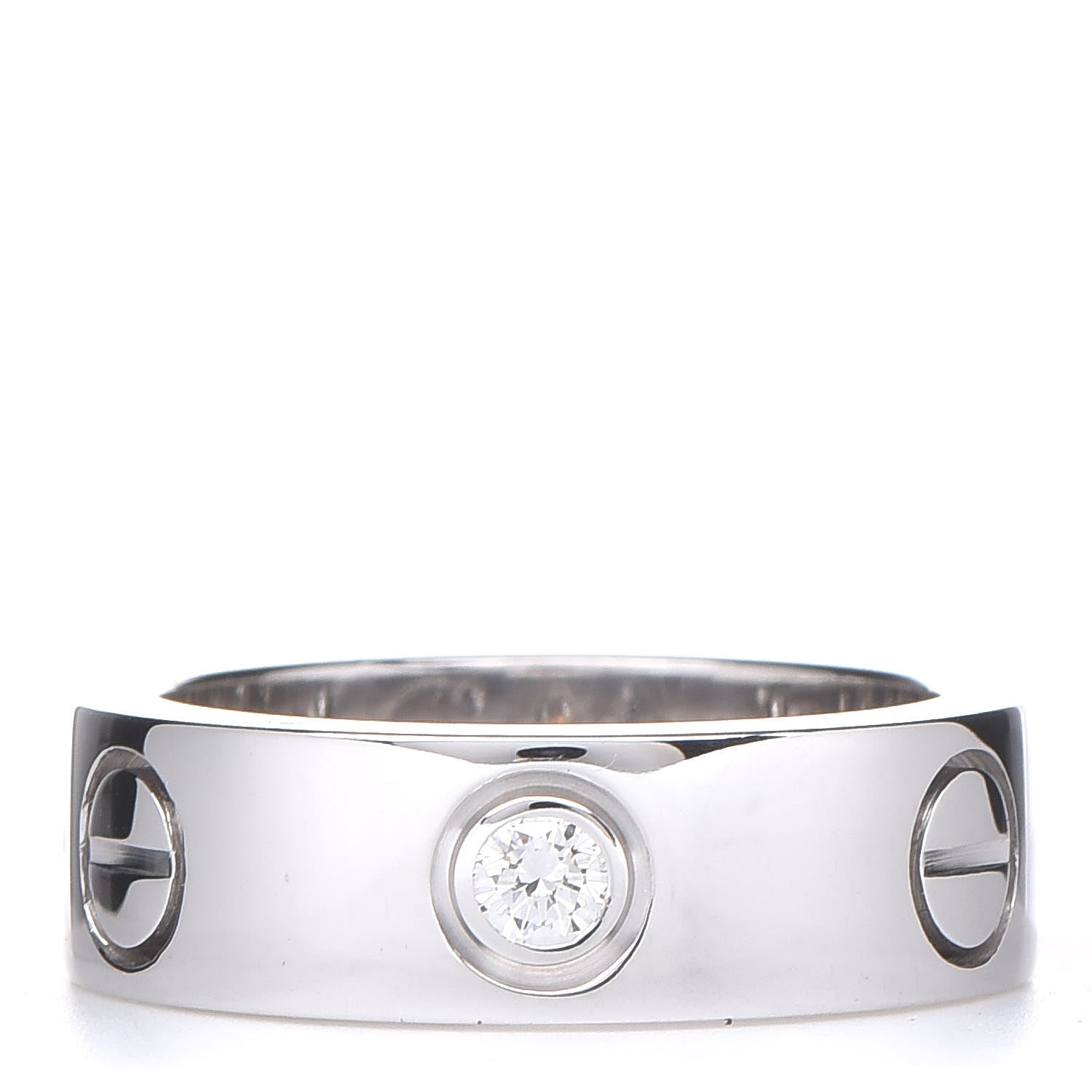 Cartier 18K White Gold 3 Diamond 5.5mm LOVE Ring 46 3.75 1 of 4