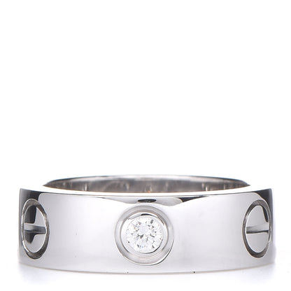 Cartier 18K White Gold 3 Diamond 5.5mm LOVE Ring 46 3.75 1 of 4