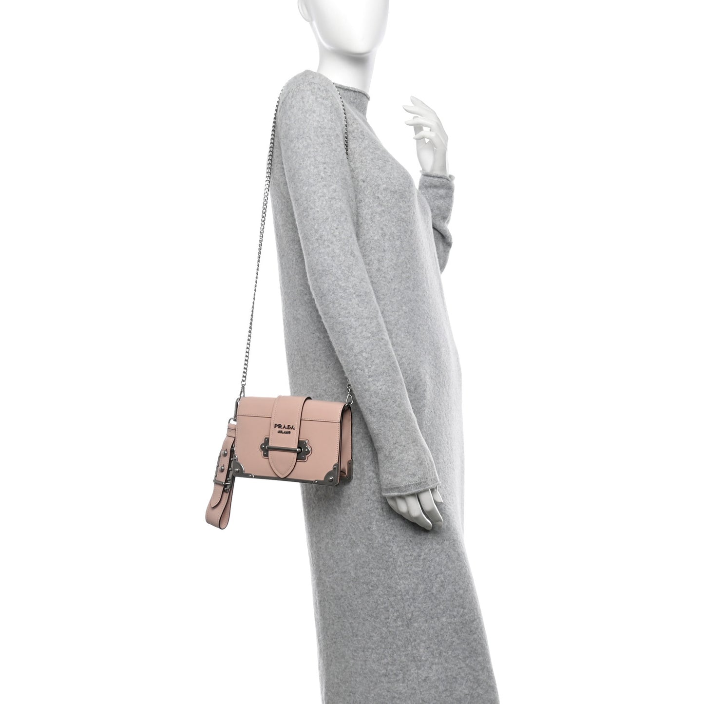 Spazzolato Soft Calf Cahier Chain Wristlet Clutch Pesca