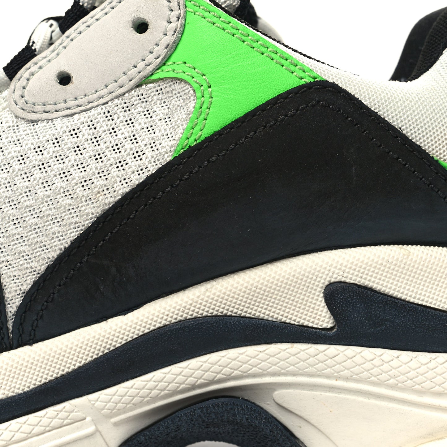 Fabric Mesh Triple S Sneakers 42 White Green Fluo Black