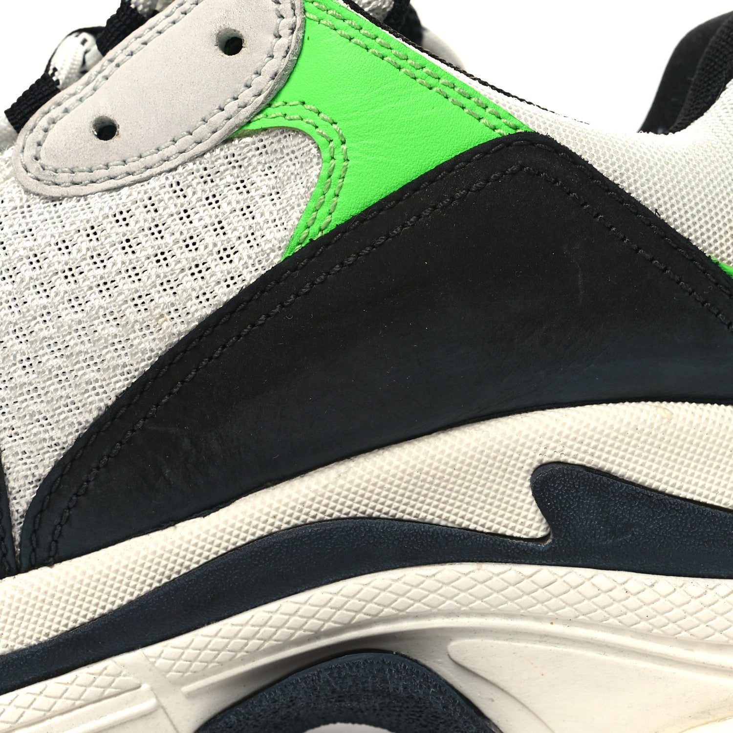 Balenciaga Fabric Mesh Triple S Sneakers 42 White Green Fluo Black 8 of 9