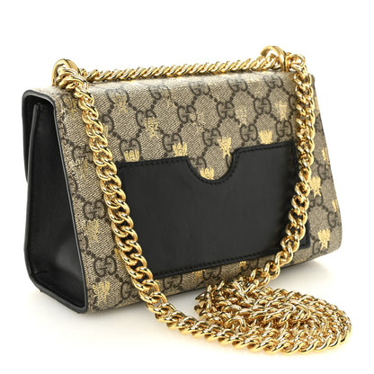 Gucci GG Supreme Monogram Bees Small Padlock Shoulder Bag Black 3 of 10