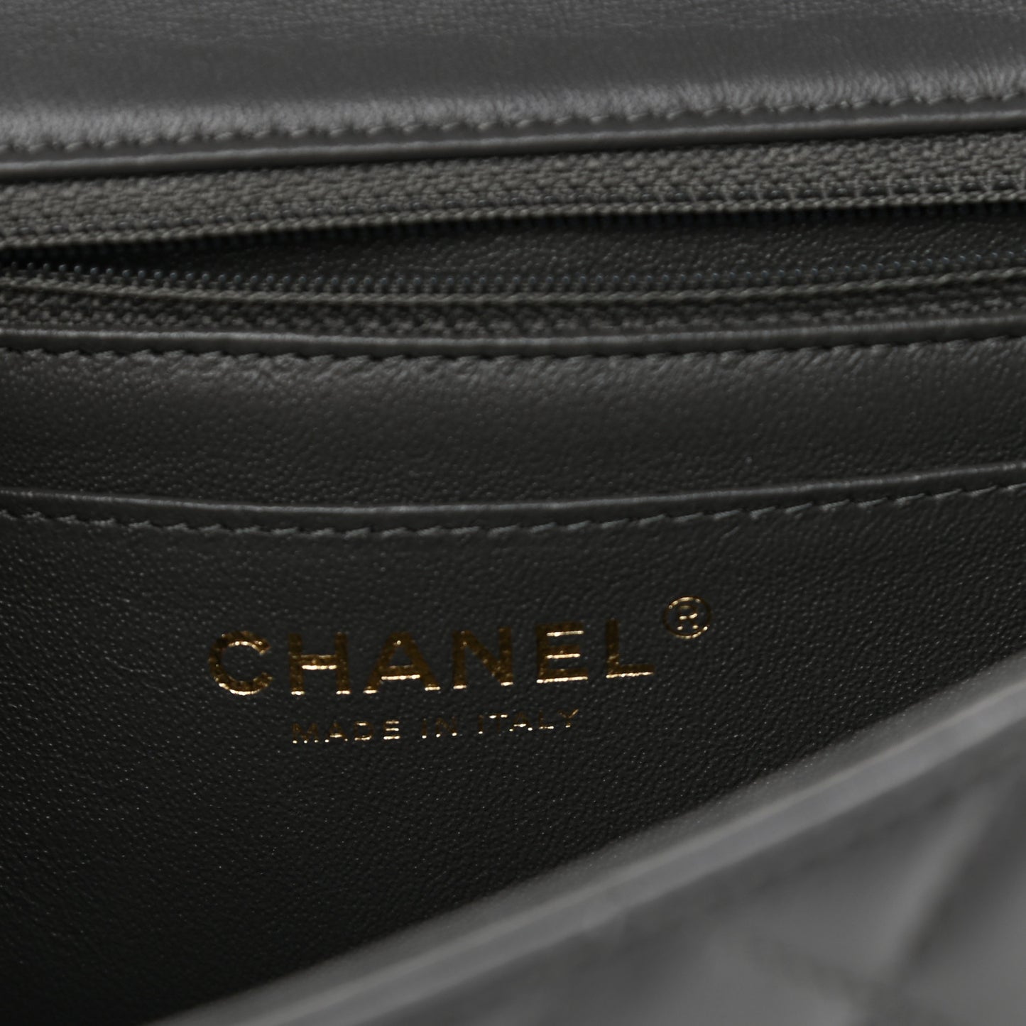 Lambskin Quilted Mini Rectangular Flap Dark Grey