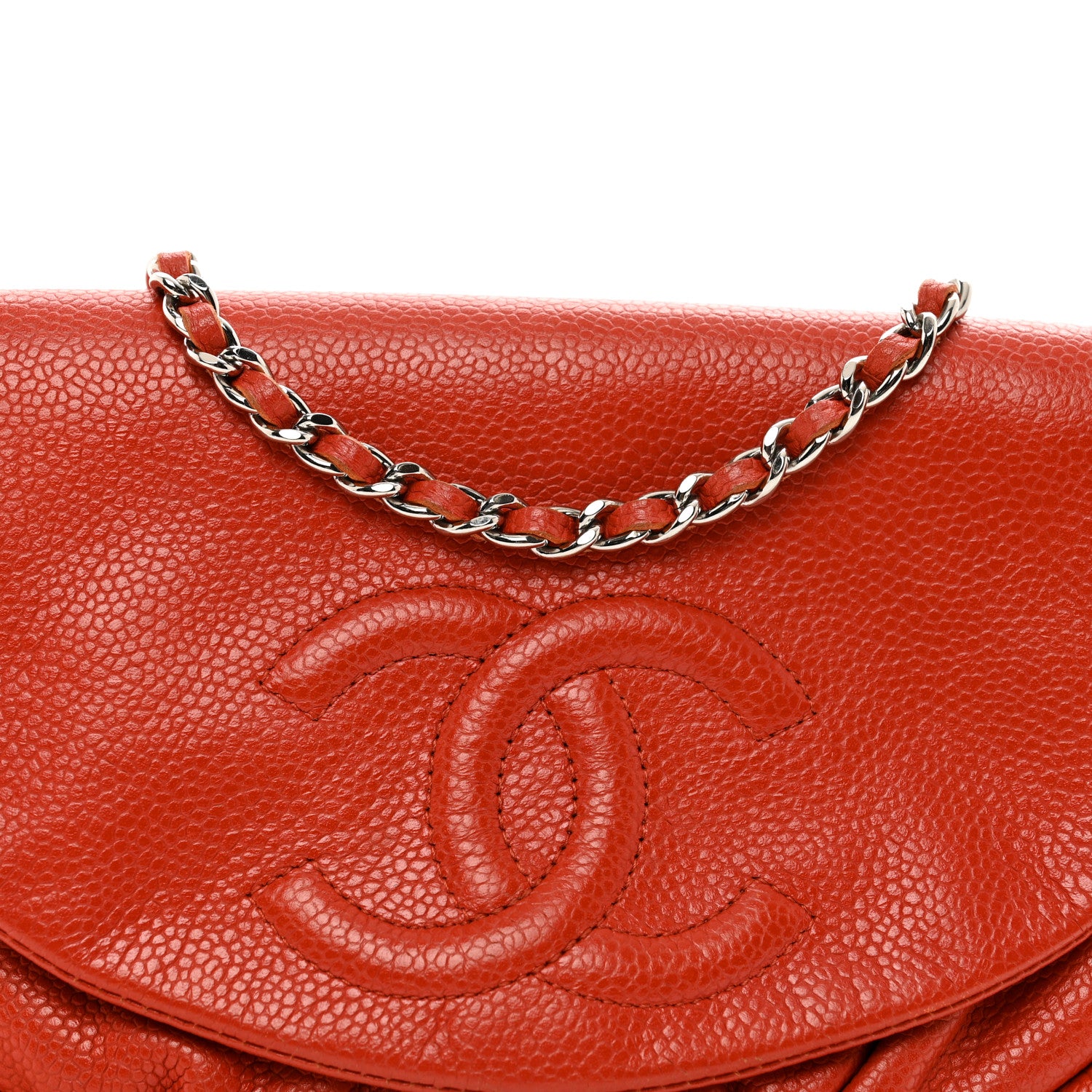 Chanel Caviar Half Moon Wallet On Chain WOC Red 5 of 11