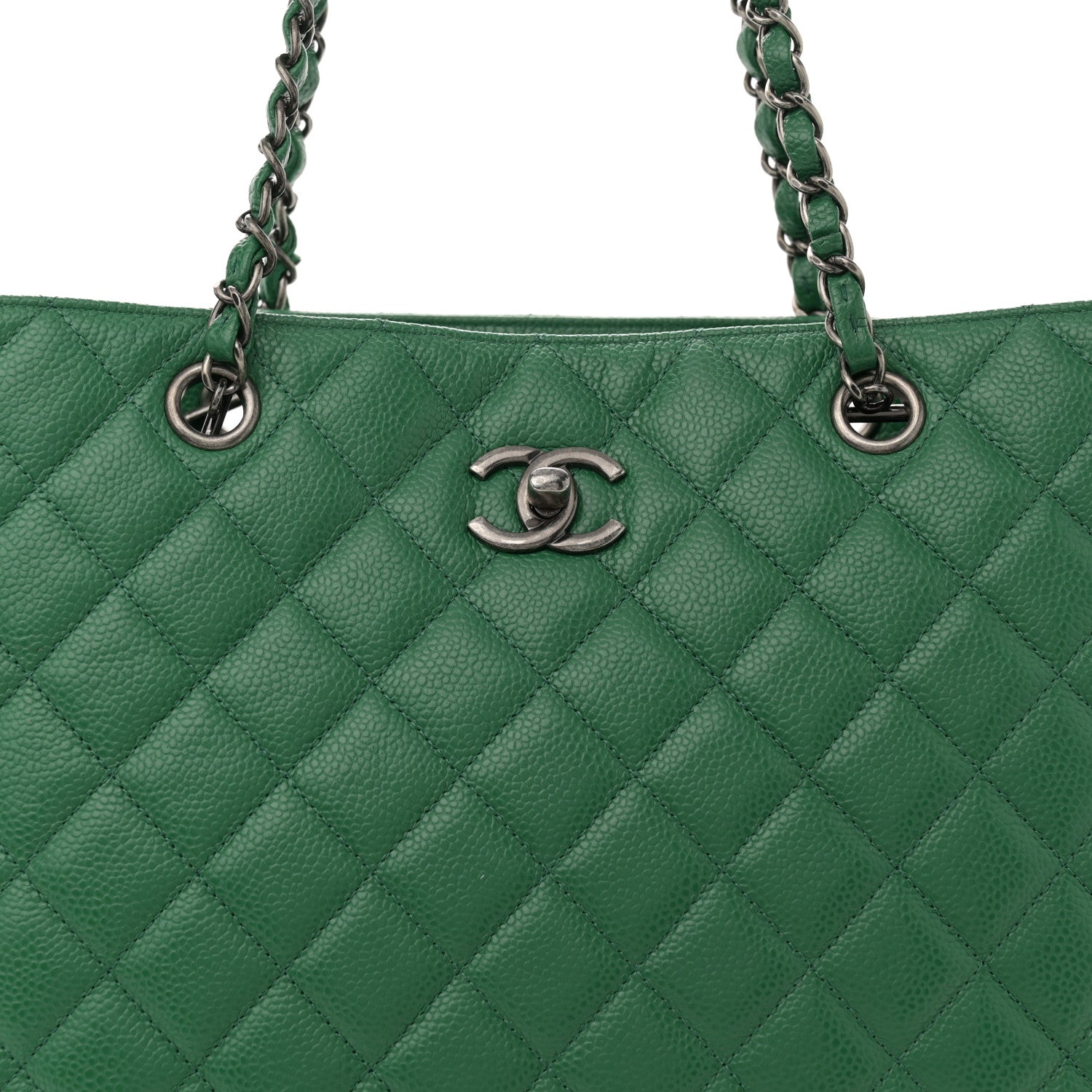 Chanel Caviar Quilted Large Classic Shopping Tote Green 8 of 10