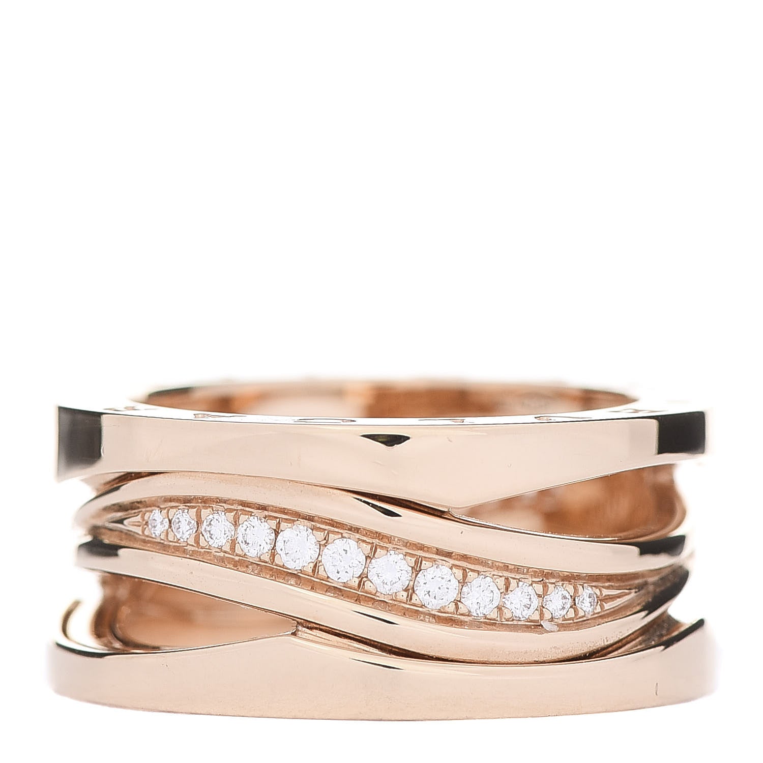 Bulgari 18K Rose Gold Diamond B.Zero1 Legend Pave Ring 52 6 1 of 7
