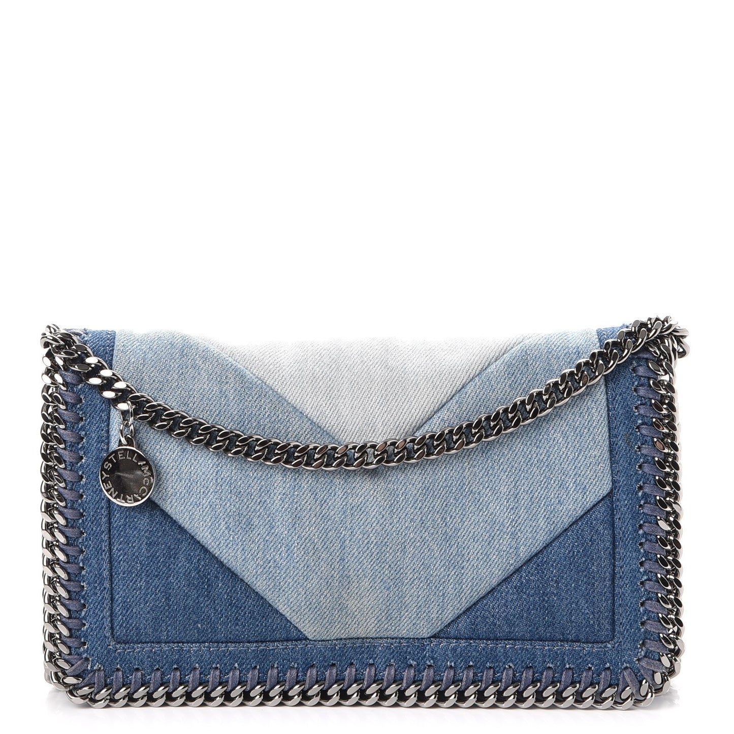 Eco Denim Chevron Quilted Falabella Crossbody Blue