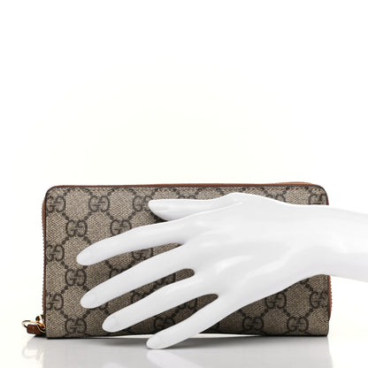 Gucci GG Supreme Monogram Cuoio Toscano Zip Around Wallet Beige Ebony Cuir 2 of 8