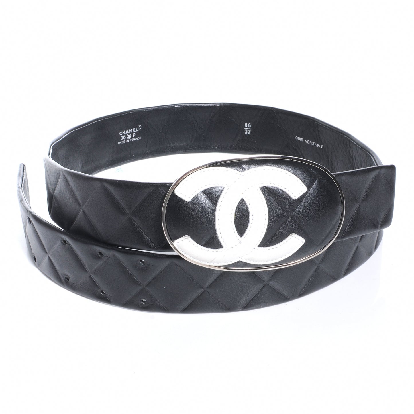 Lambskin Quilted CC Belt 80 32 Black