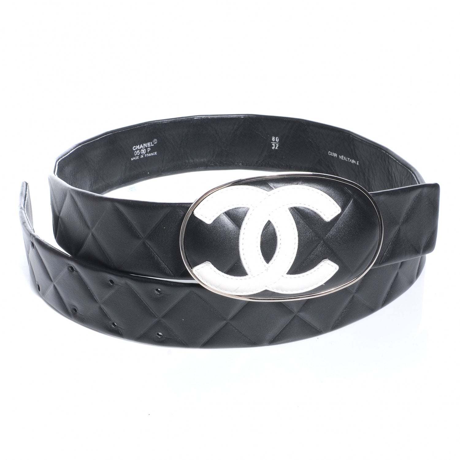 Chanel Lambskin Quilted CC Belt 80 32 Black 3 of 5