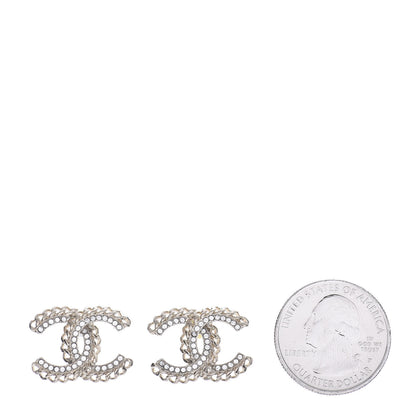 Chanel Crystal Chain CC Earrings Gold 2 of 4
