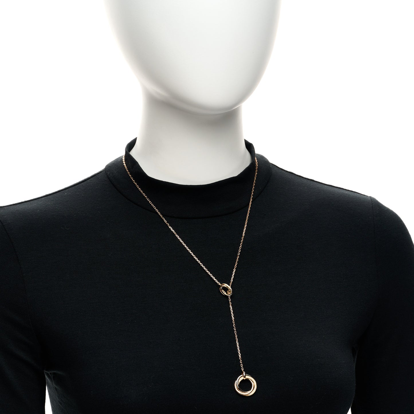 18K Pink Yellow White Gold Diamond Trinity Lariat Necklace