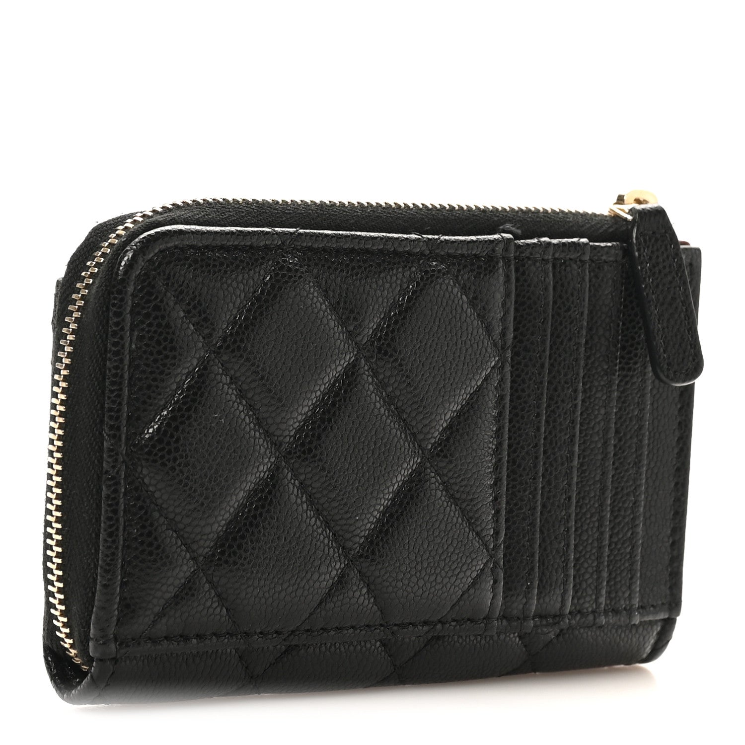 Chanel Caviar Quilted CC Zip Around Card Holder Black 3 of 9