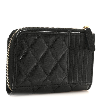 Chanel Caviar Quilted CC Zip Around Card Holder Black 3 of 9