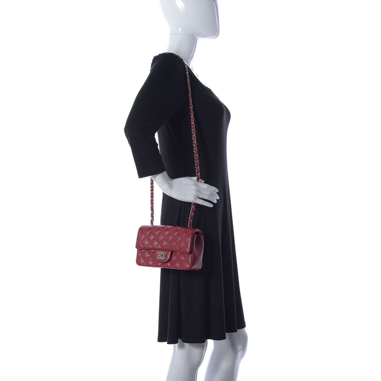 Chanel Caviar Quilted Mini Rectangular Flap Red 2 of 11