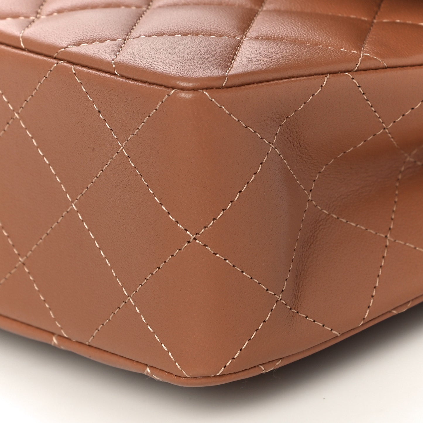 Lambskin Quilted Small Double Flap Brown